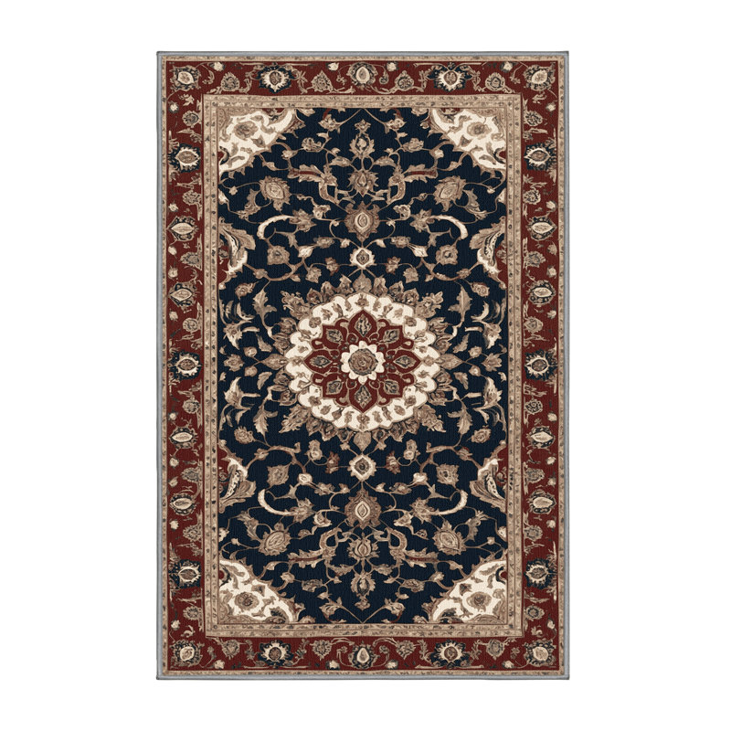 Tapis persan gris lavable à la machine, Rectangle 5 pi x 7 pi