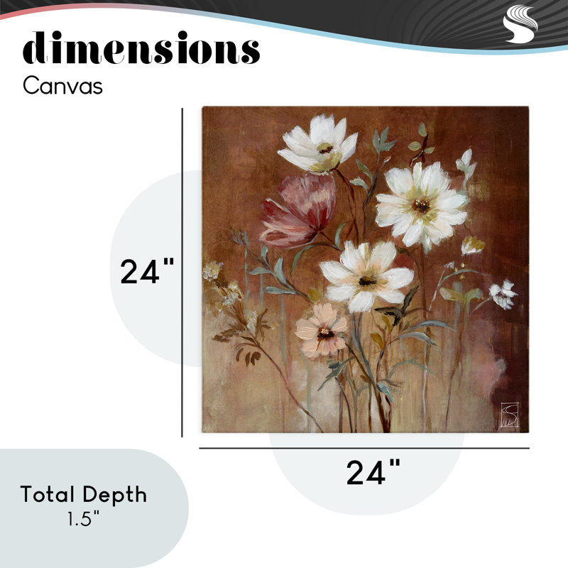 Toile de la collection Mocha Flowers, design par Sara Culpepper, H 24 po x l 24 po