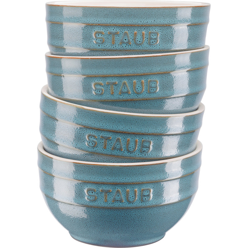 Staub Ceramique 4-Pcs Ceramic Bowl Set, Ancient Turquoise