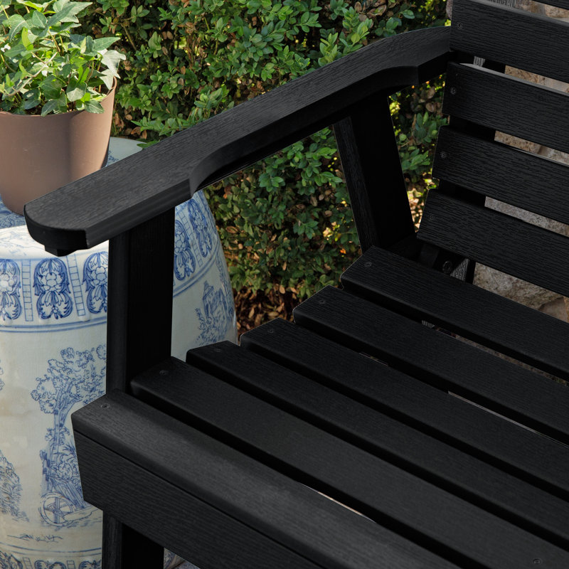 Banc de jardin en plastique Midwest, H 35 po x l 64 po x P 25 po, Noir, noir, noir, noir