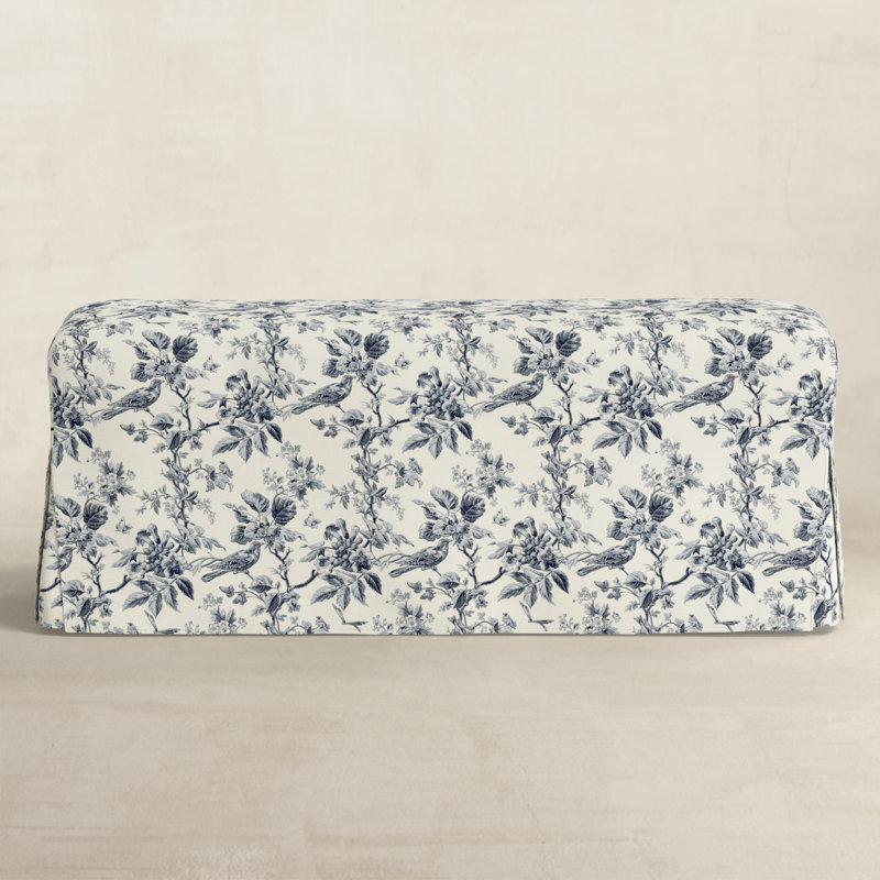 Andrea Slipcover Dining Bench, Navy Floral