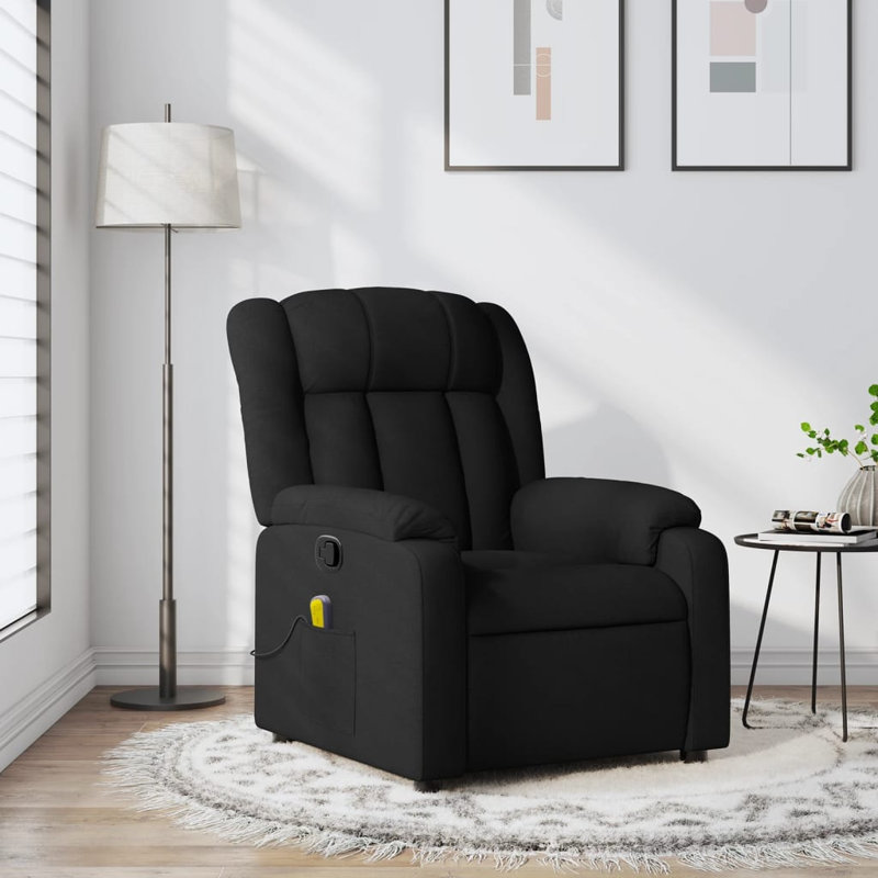 Fauteuil inclinable de massage Vidaxl, polyester noir, métal, contreplaqué, mousse