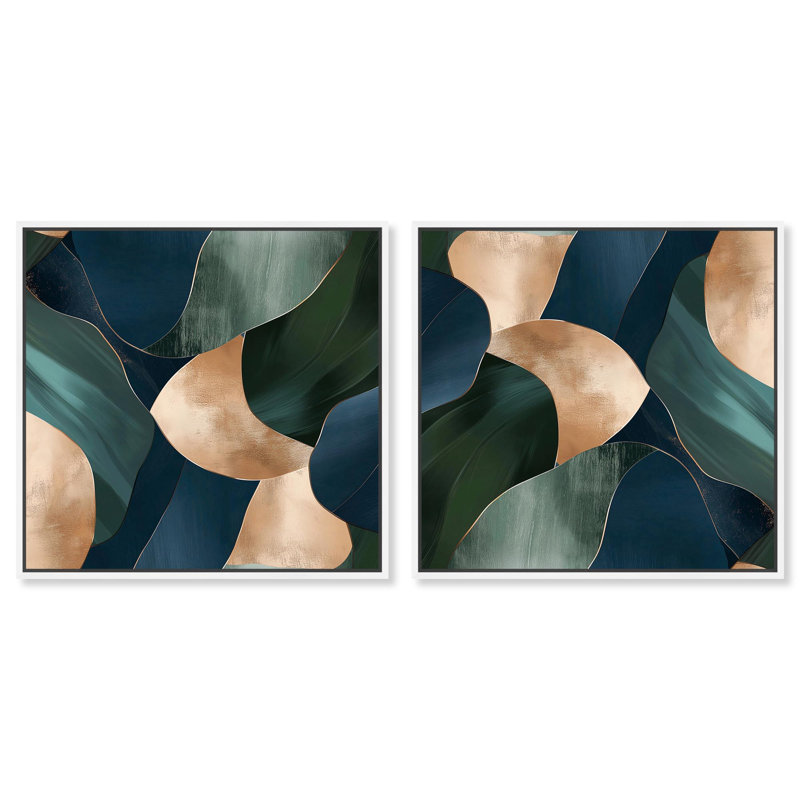 «Marine and Emerald Bits I Set», art géode sur toile par Art Remedy, H 40 po x l 40 po, Toile tendue