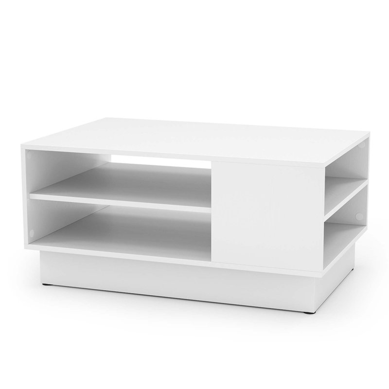 34" Long Rectangle Center Table Coffee Table With 2-tier Open Storage Shelves