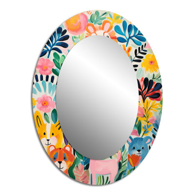 Miroir mural ovale sur métal