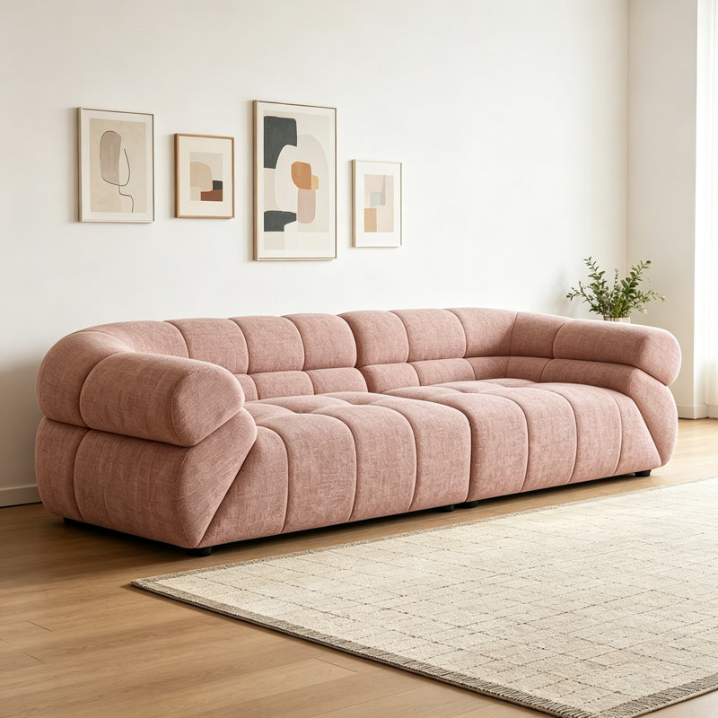Modern and Simple Pink Chenille Sofa