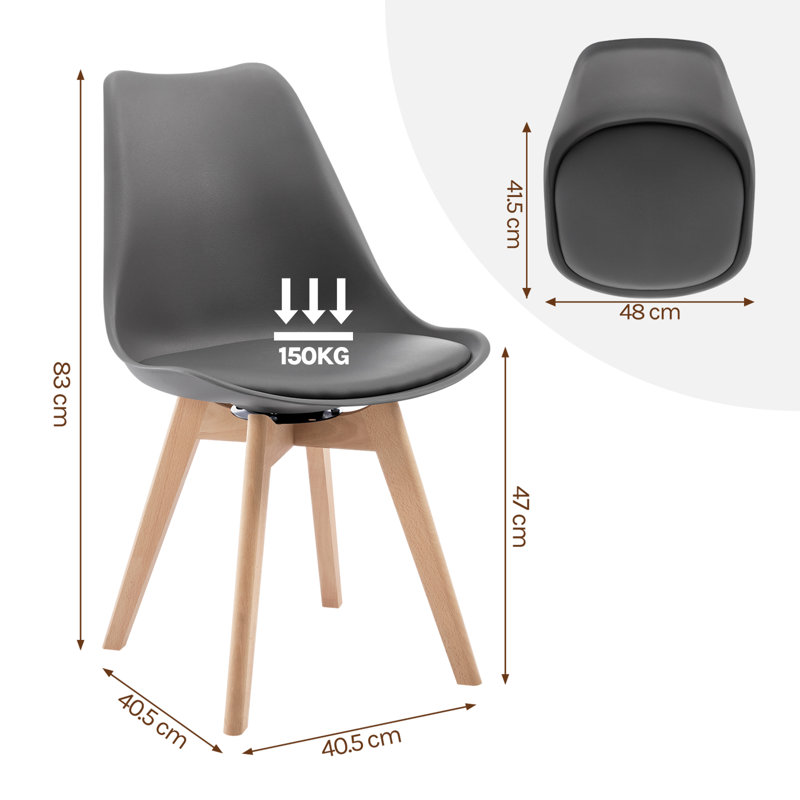 47cm H Upholstered Full Back Side Chair, Grey