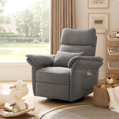 Beckette Modern Swivel Glider Nursery Power Recliner With Adjustable Headrest