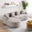 Canapé modulaire moderne en L avec méridienne incurvée, chenille gris clair, sièges profonds, canapé-lit en mousse haute densité-124497505-124497516