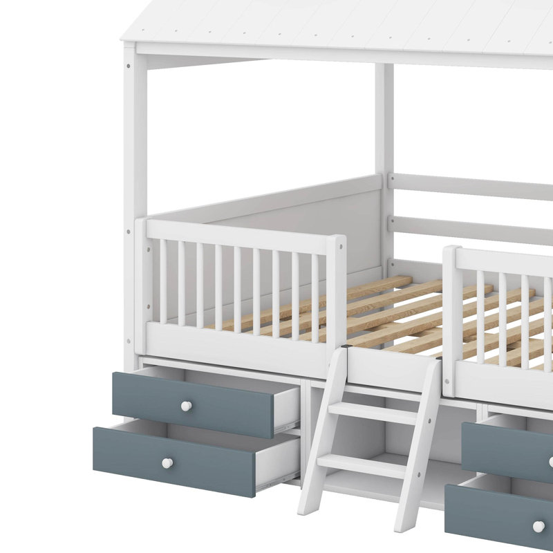 Lit en bois, Lit double, Blanc