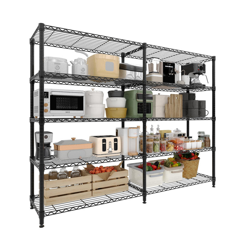 Étagère à 5 niveaux en métal robuste, support de rangement réglable de l 71 po, capacité de 1325 lb pour le garde-manger de garage