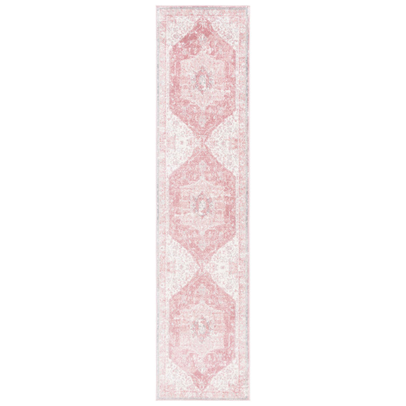 Lowrey Ivory Gray/Pink Rug, Runner 2'2" x 9'