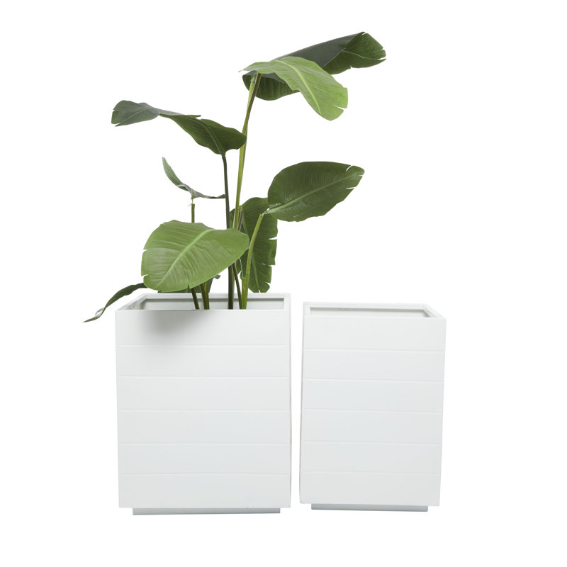 Metal Planter Box, White, 20" H x 17.15" W x 17.25" D