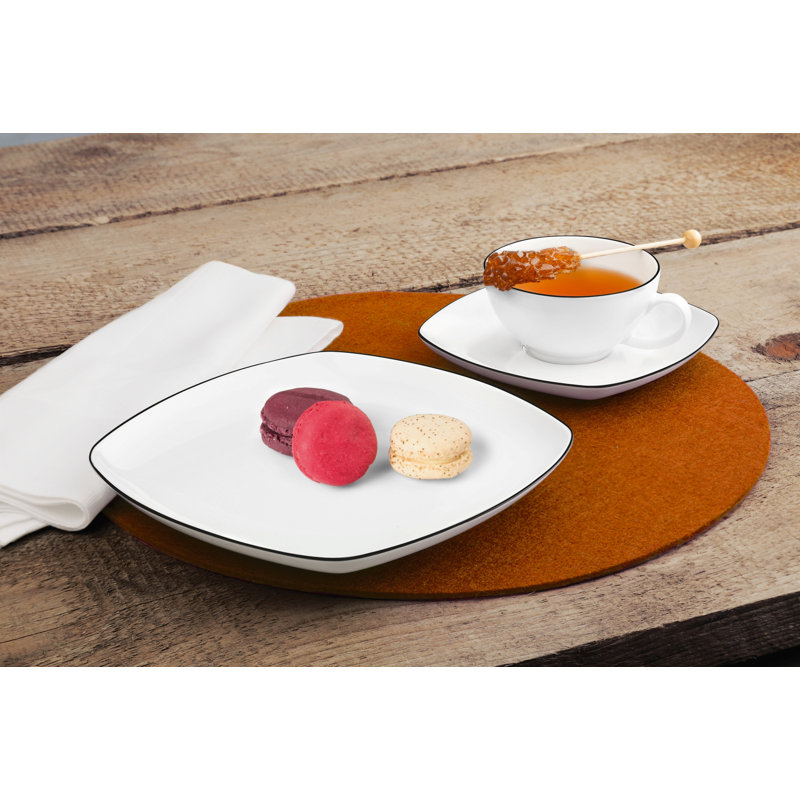 Lido Black Line 18 Piece Bone China Dinnerware Set, Service for 6