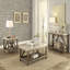 Table de bout industrielle en bois et marbre - collection Ridley avec tablette inférieure à lattes et support en angle, blanc crème