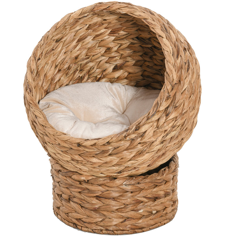Panier pour chat brun avec rembourrage moelleux, pour chatons d'intérieur, H 23,5 po apaisant et confortable