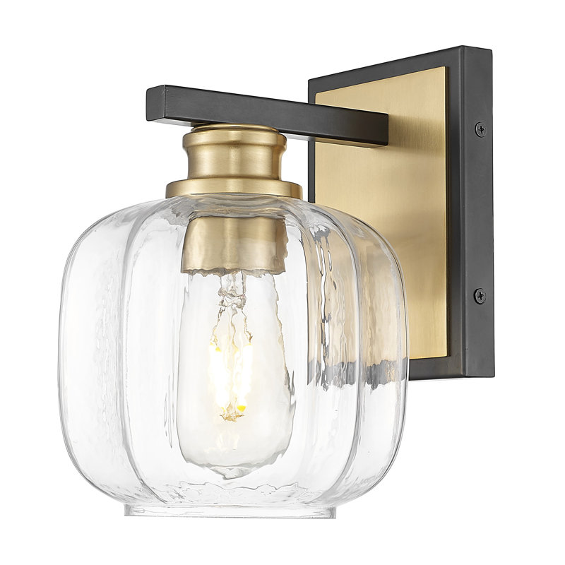 Applique murale 1 lumière en laiton noir mat 6,5 po avec globe en verre transparent Veronica