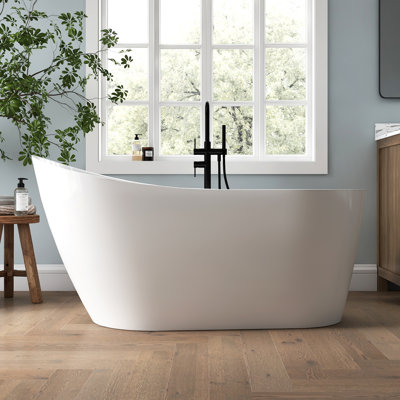 Tidal 59'' Acrylic Freestanding Tub Freestanding Soaking Bathtub