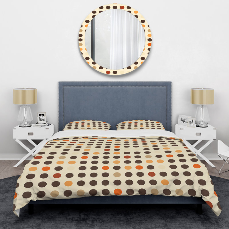 Ensemble de housse de couette à pois brun et beige III - Glam, Housse de couette très grand + 2 taies décorativ