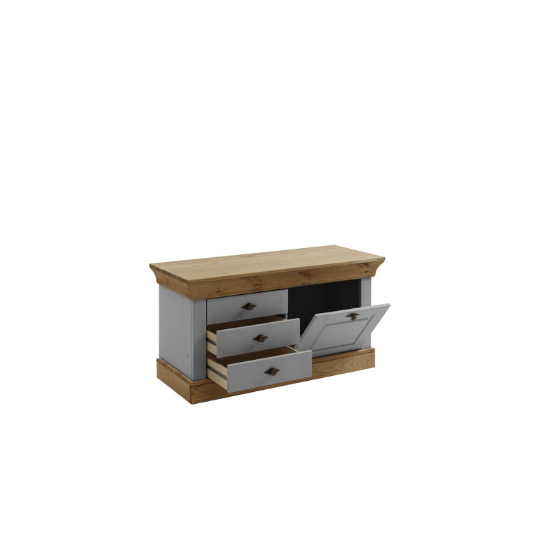 Falkville Upholstered Storage Bench, Grey/Tortilla