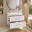 Ensemble de meuble-lavabo mural simple flottant 30 po avec tiroirs à fermeture en douceur et lavabo en céramique intégré, blanc