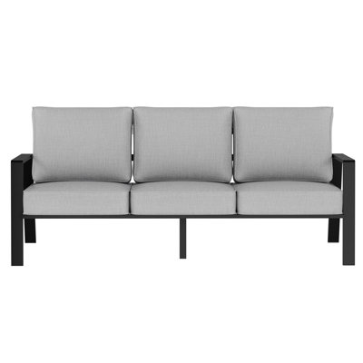 Modern All Weather Aluminum Outdoor Patio Three Seater Sofa with Oversized Armrests and Thick Cushions