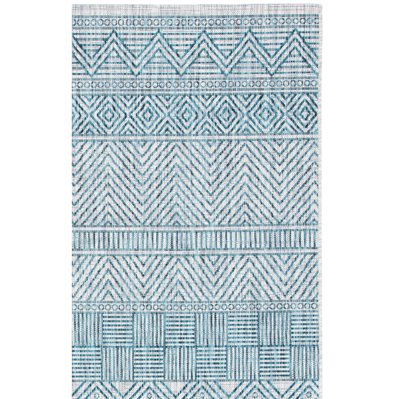 Tapis bleu sarcelle intérieur / extérieur Johansson, Rectangle 8 pi x 10 pi
