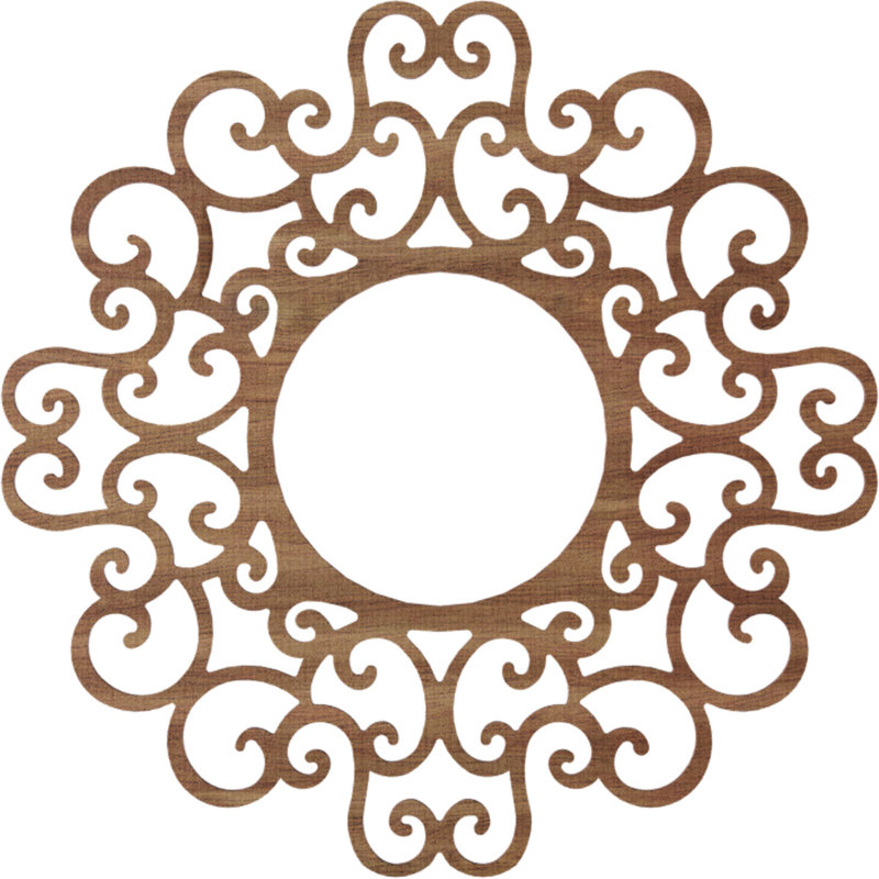 Médaillon de plafond ajouré en bois d'aulne 32 po x P 12 1/4 po x T 1/4 po Reims, Noyer, H 26 po x l 26 po x P 0,38 po