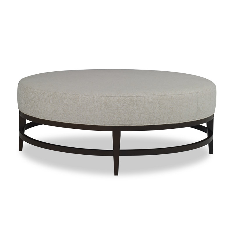 Elliptic Oval Ottoman, American Walnut, White Caps Fog Viscose