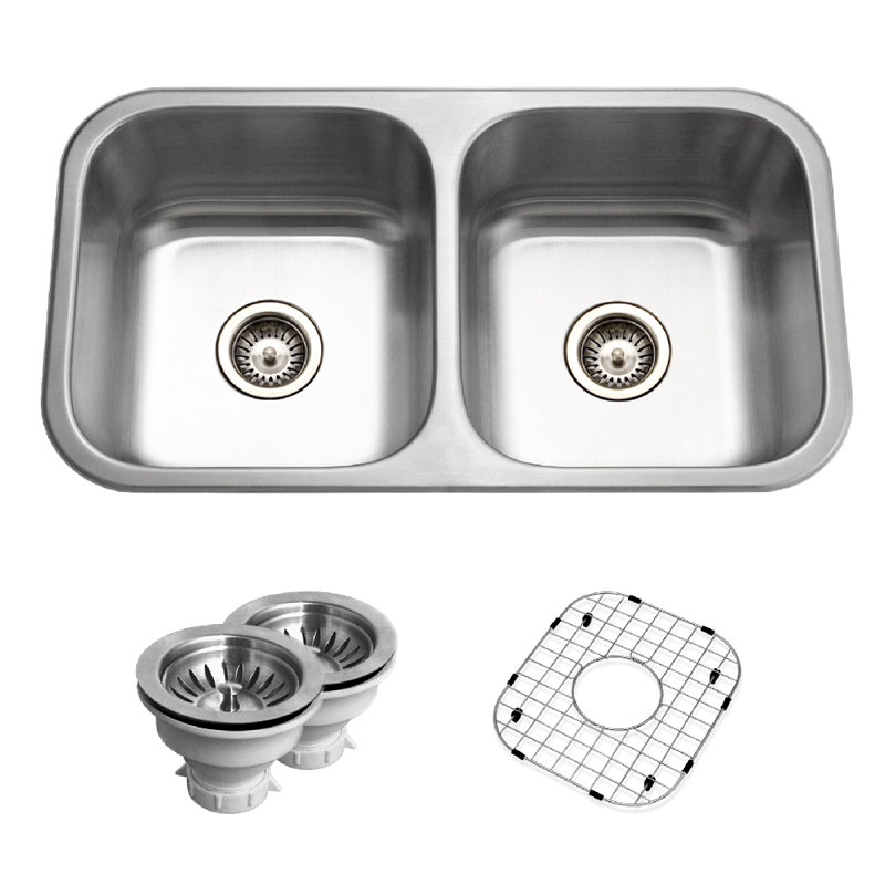 Belleo 31.5'' L Drop-In Double Bowl Stainless Steel Kitchen Sink