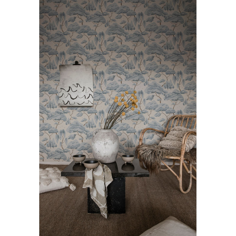 Jordnara Floral Wallpaper Roll, Misty Blue