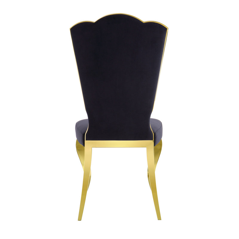 Marcas 19.3'' H Tufted Velvet Upholstered Side Chair, Black, Gold