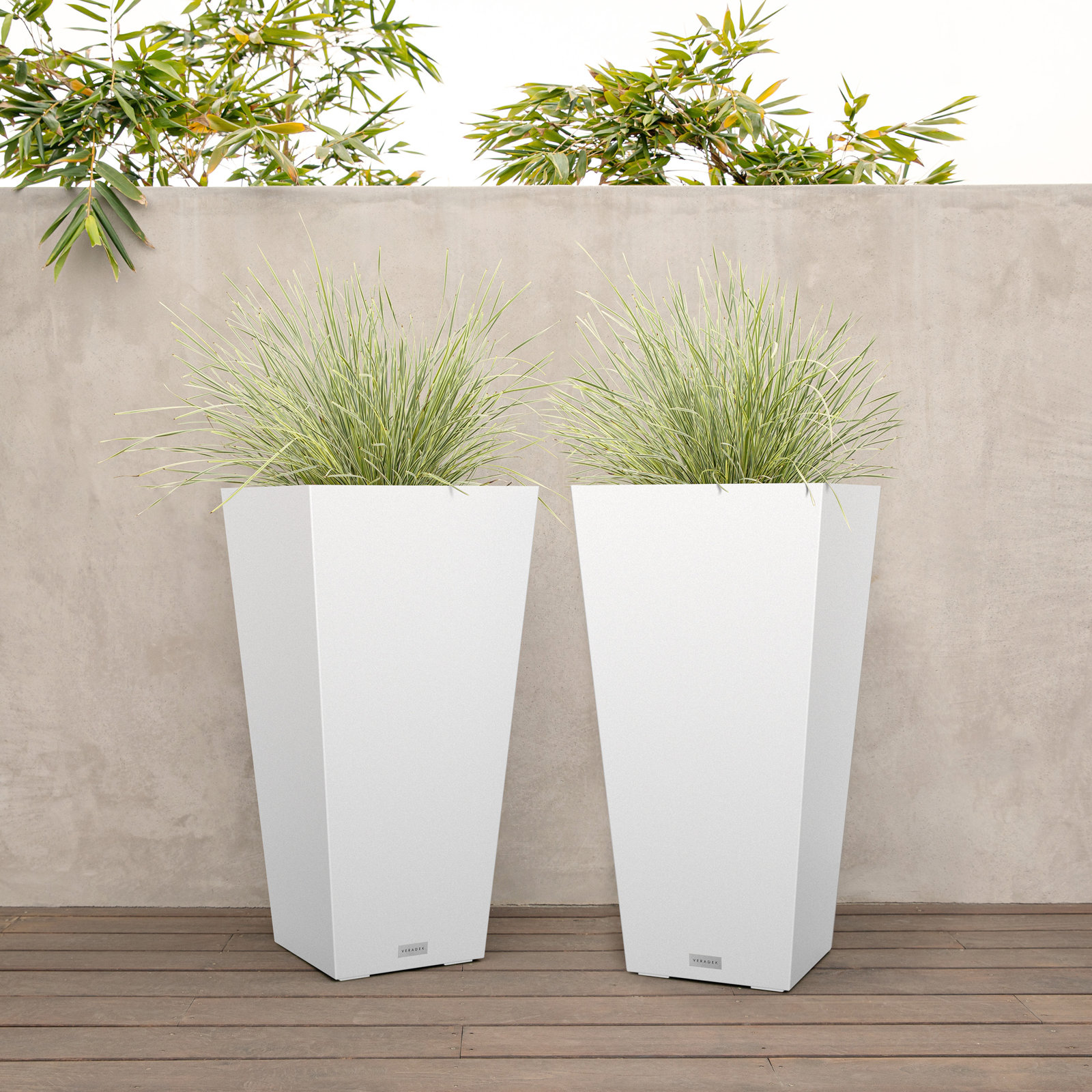 Pure Series Midland Planter, 30" H x 15.25" W x 15.25" D, Set of 2, White