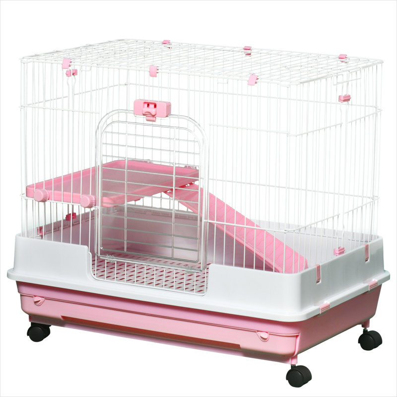 Cages et rampes de hamster avec rampe, jumelant un cadre en métal avec du métal rosé et des roues