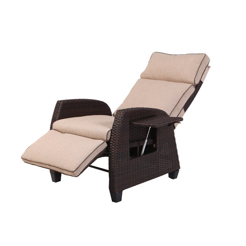 Chaise de patio inclinable avec coussins Sisto Zerline, Beige