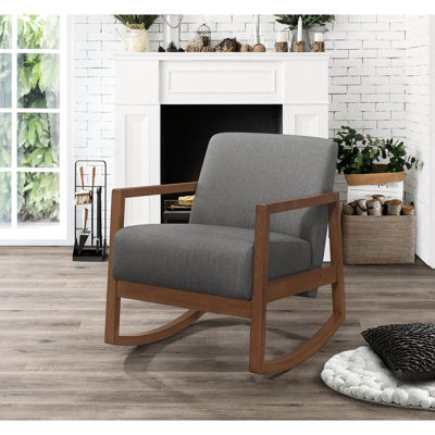 Chaise berçante moderne avec coussin et rembourrage gris pour les espaces de vie