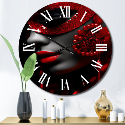 Horloge murale rétro «Glam Stylish Scarlet Fashion I»