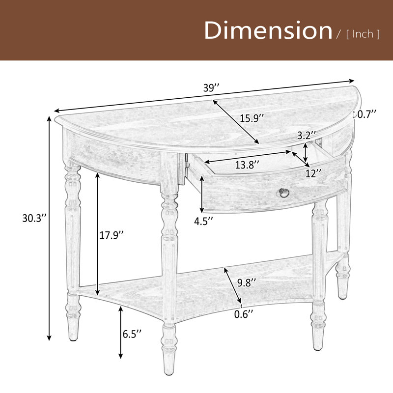 Console de style campagnard avec tiroir et tablette Farmhouse, Naturel