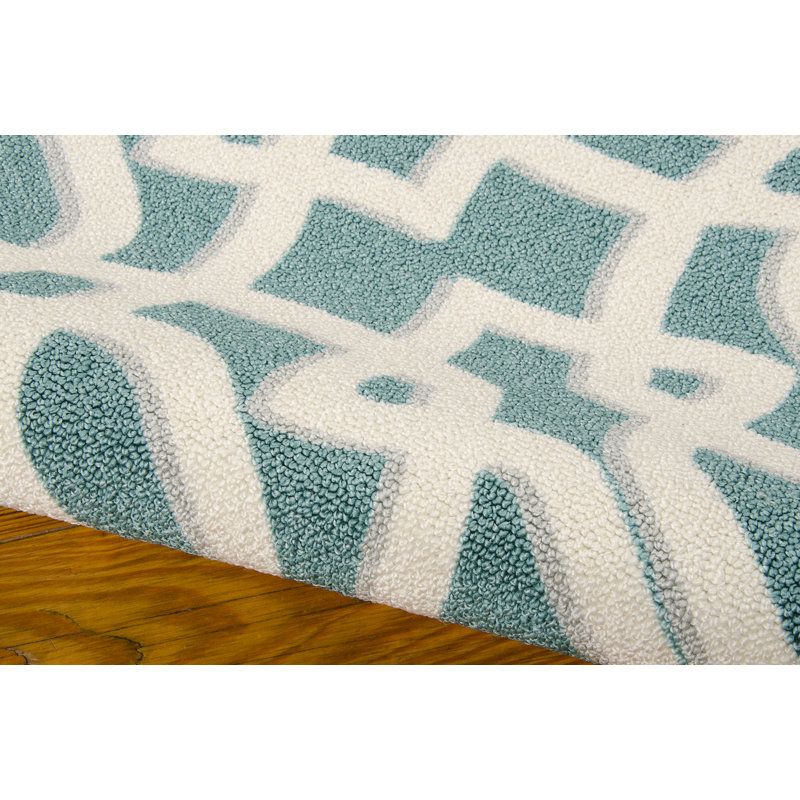Magellan Geometric Indoor Rug, Runner 2'6" x 8', Teal/Ivory