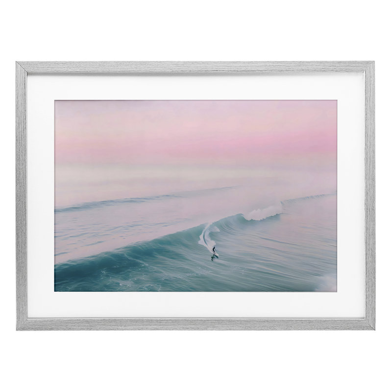 «Pink Surf Pastel Sunset», reproduction encadrée sous verre, design par LSR Design Studio, H 17 po x l 23 po