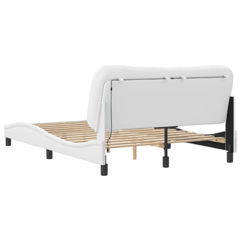 Cadre de lit vidaXL avec DEL sans matelas Hvar blanc 120 x 200 cm, Double, Blanc