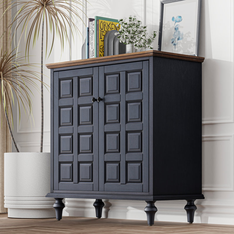 Armoire de rangement 2 portes Arianna, Brun / Bleu marine