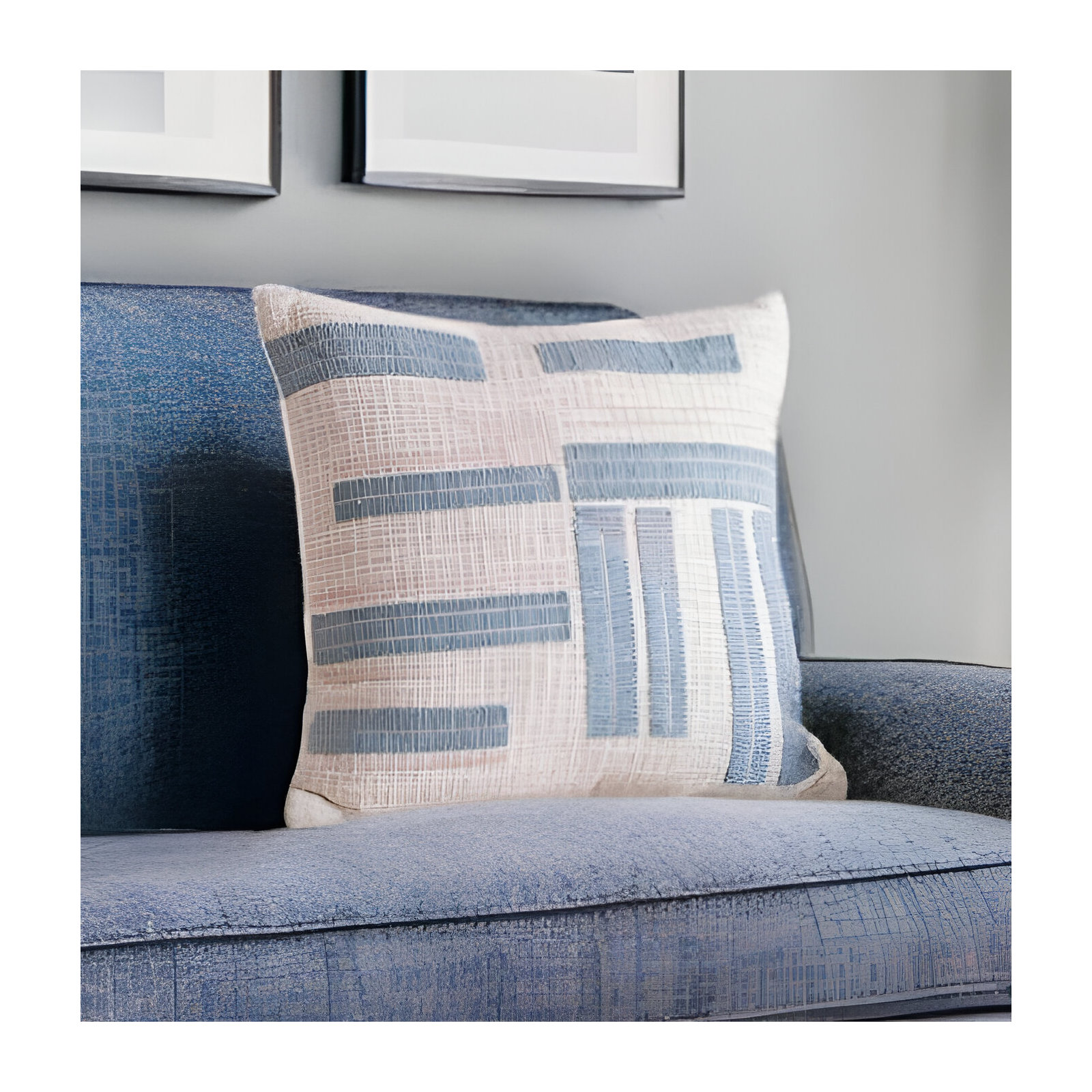 Malachy 20" Cotton Throw Pillow, Light Blue, Polyester