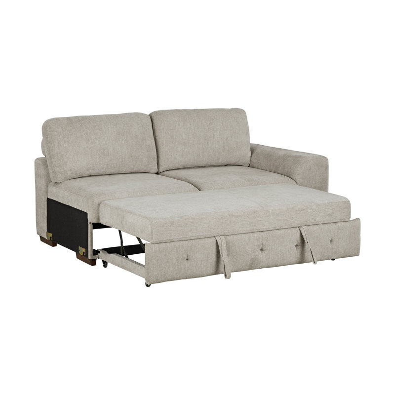 Canapé modulaire en taupe capitonné 2 pièces avec méridienne gauche