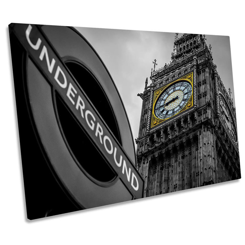 Big Ben London Underground - Wrapped Canvas Print, 30.5cm H x 45.7cm W x 2cm D