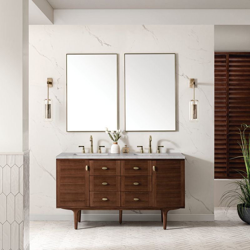 Amberly 60'' W Double Vanity, Victorian Silver