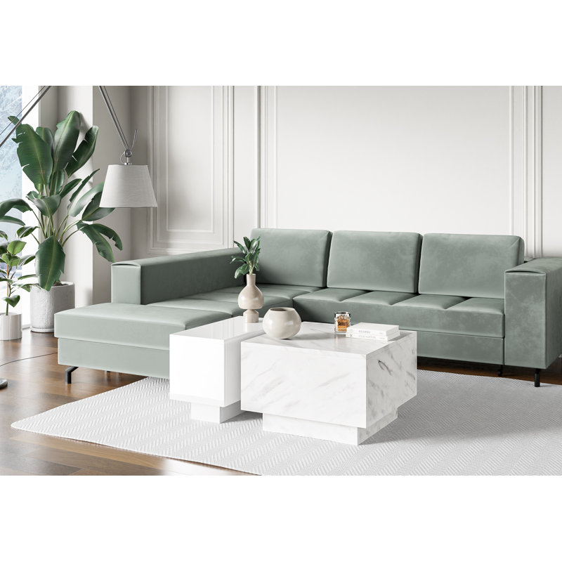 Coffee Table Celka with Storage Compartment, 40cm H x 30cm L x 60cm W, White