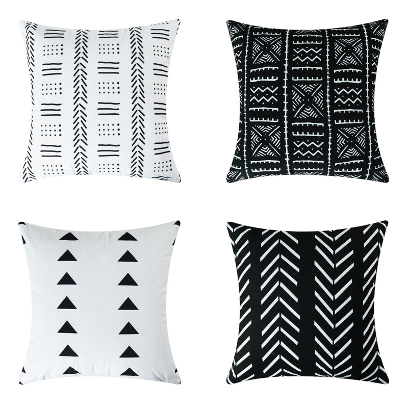 Lendsey Appliqued Outdoor Pillow Cover, Black