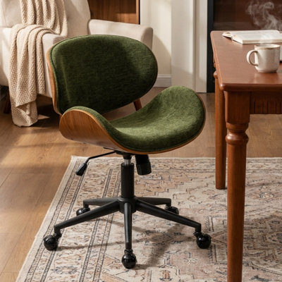 Chaise de bureau rembourrée à hauteur ajustable avec chaise pivotante en chenille et structure en métal