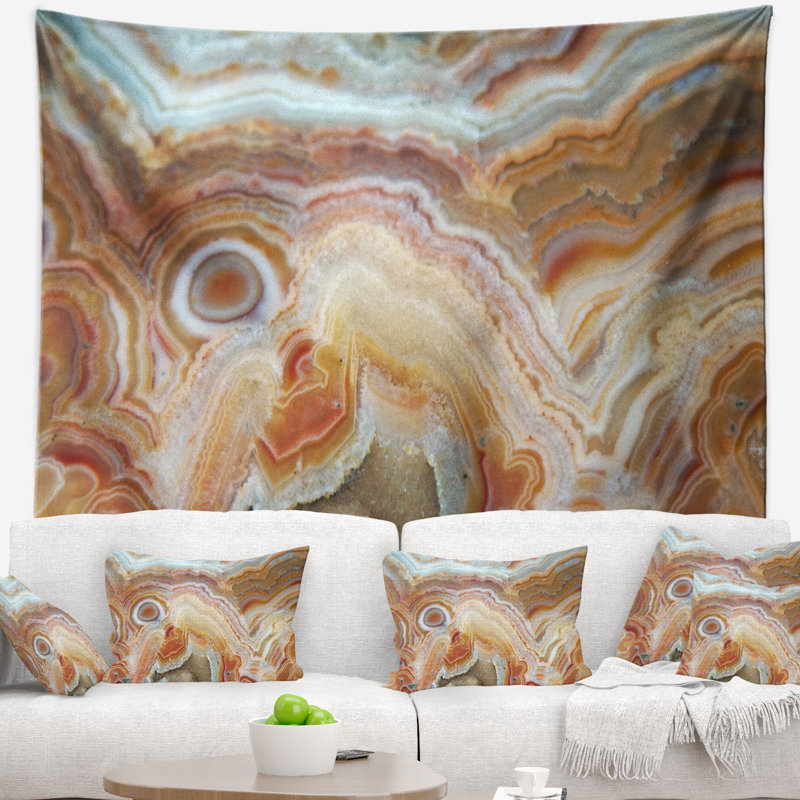 Bandes et ovales en polyester sur le tapisserie agate avec accessoires suspendus inclus, H 68 po x l 80 po